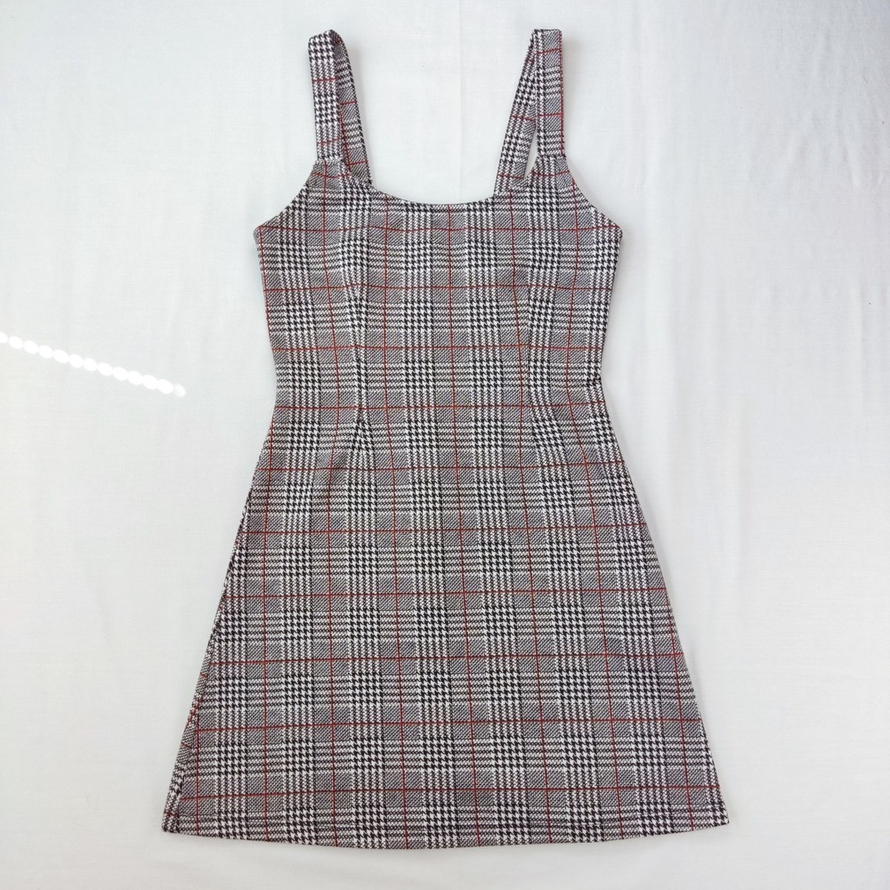 Forever 21 Dress Womens Small Gray Glen Plaid A-Line Sleeveless Mini Preppy